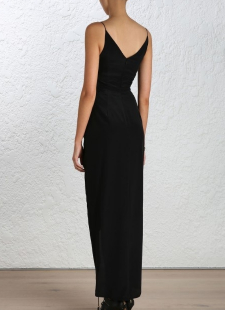 Zimmermann Silk V Tuck Maxi Dress in Black Size 3 equiv size 12 - Picture 2 of 8